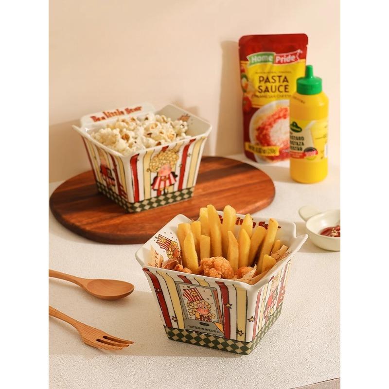 Ceramic Fruit Bowl High Aesthetic Value Childrens Snack Bowl Large Capacity Instant Noodle Bowl