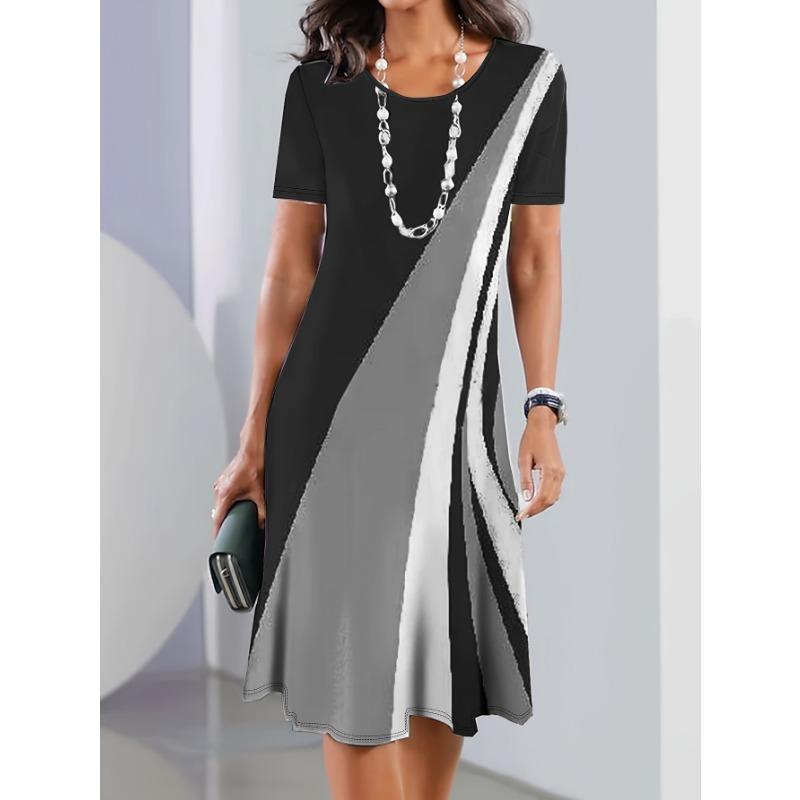 Women's Summer Dress 3D Printed T Shirt Dress Short Sleeve Casual Loose Beachwear Oversized Vacation Clothing with Round Neck