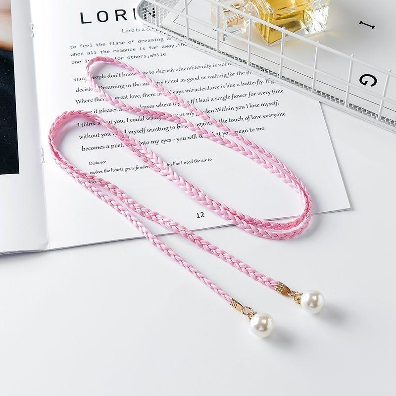 

Womens Braided Modern Waist Belt Chic Decorative Design Adjustable For Dresses And More рожевий