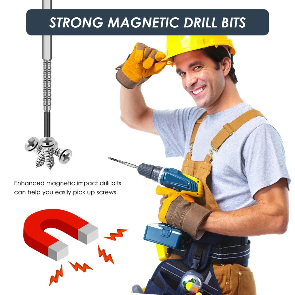 9/18Pcs Non-slip High Hardness Bit S2 Magnetic 5A Black Non-slip Cross Head Electric Drill Electric Screwdriver Bit Set