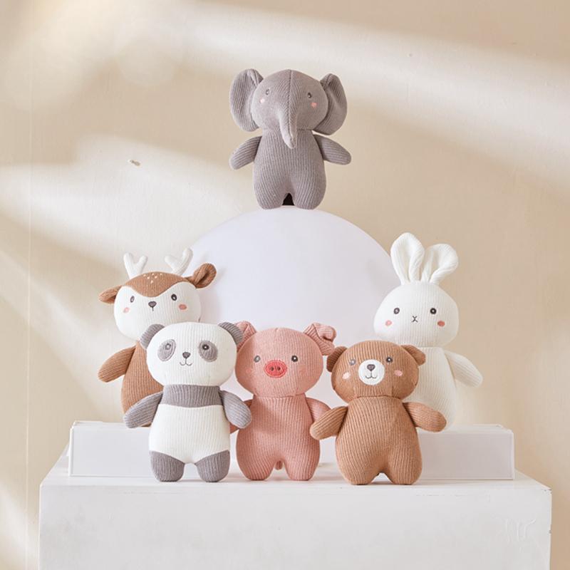 Korea Ins Rabbit Elephant Unicorn Plush Toy Bell Cute Baby Soothing Doll Knitted High Quality Gift For Kids