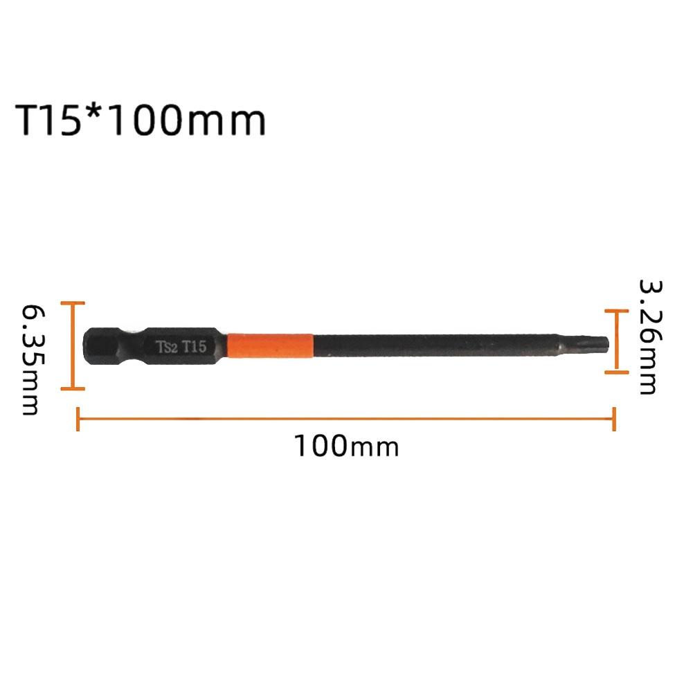 Practical Screwdriver Bit T10-T40 1/4 Hex Shank 100mm
