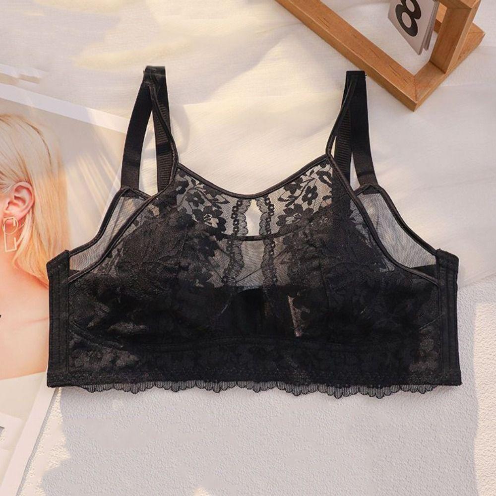 Anti-sagging Underwear for Women Shockproof Lace Thin Bra Comfortable Wireless Deep V Bra  Gifts