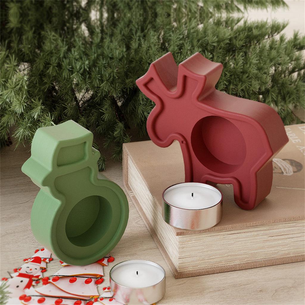 Candle Stand Silicone Mold Candlestick Crafting Mold Gypsum Christmas Themed Candle Holder Jewelry Making Tools