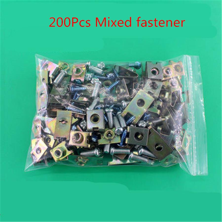 200 Pcs/Bag U-Type Gasket Car Body Door Penal Fastener Fixed Screw Clips U-Nuts