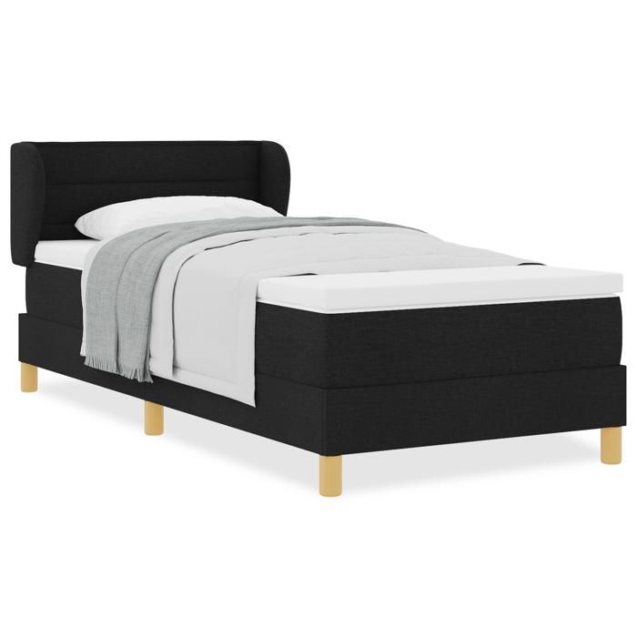 Lit Box Spring vidaXL avec Matelas Noir 100x200 cm Tissu 3340138