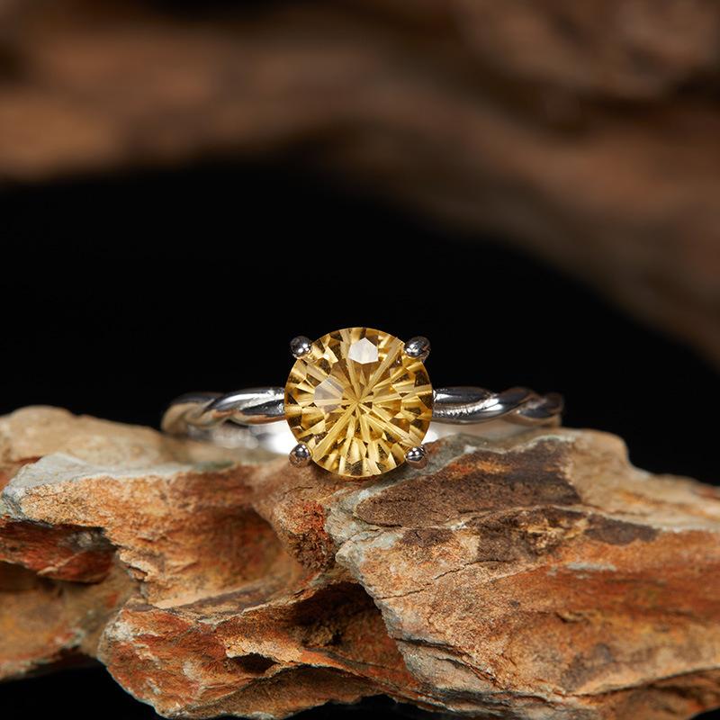 Original Design Does Not Fade Niche High Sense S925 Sterling Silver 18K Natural Citrine Lucky Treasure Ring Women