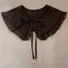 Polyester Silk Womens Ruffled Chiffon Collared Cape For Autumn Winter Fashion Accessories