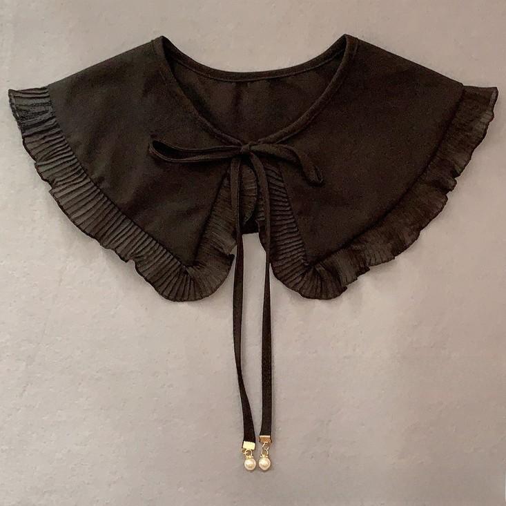 Polyester Silk Womens Ruffled Chiffon Collared Cape For Autumn Winter Fashion Accessories