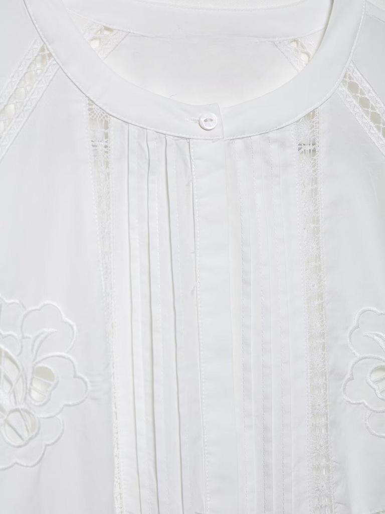 TAOP&ZA Women's Elegant Vertical Lace Embroidery Summer Shirt