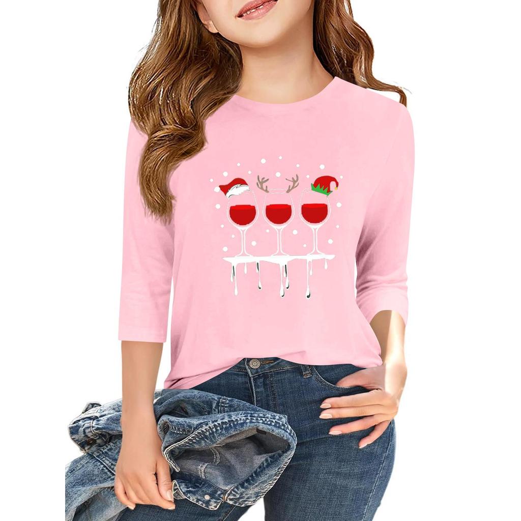 Tricou casual cu mâneci 3/4 pentru copii, cu gât rotund și imprimeu pentru Ziua Independenței