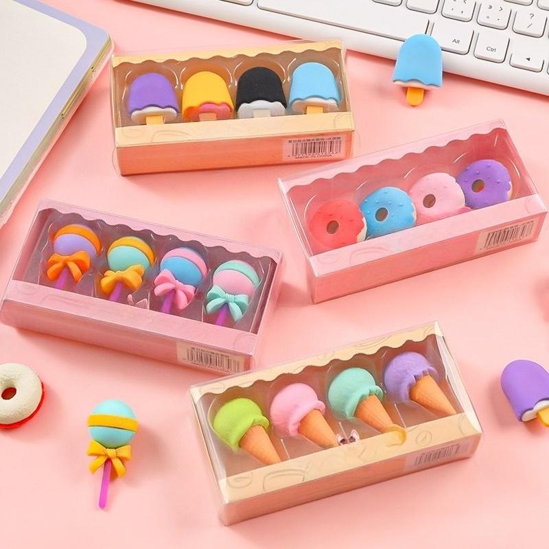 1Pcsmix Student Creative Boxed Eraser Simulated Dessert Modeling Pencil Eraser Boxed Eraser Kindergarten Activity Gift