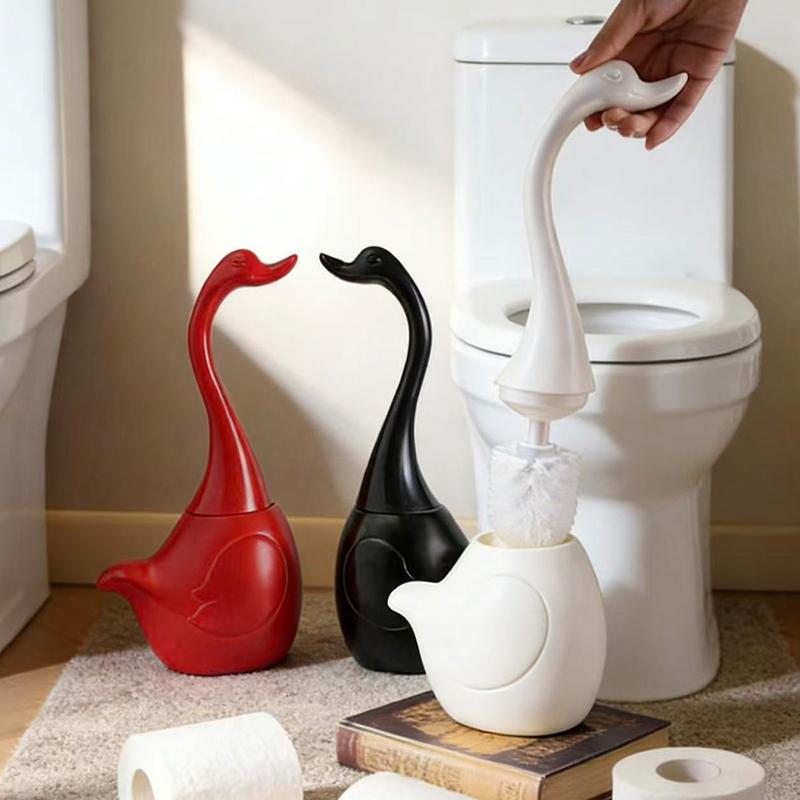 Cepillo para Inodoro Creativo de Cisne Limpieza del Hogar Base para Inodoro Mango Largo Juego de Cepillos de Limpieza Suministros de Decoración para Baño Regalo