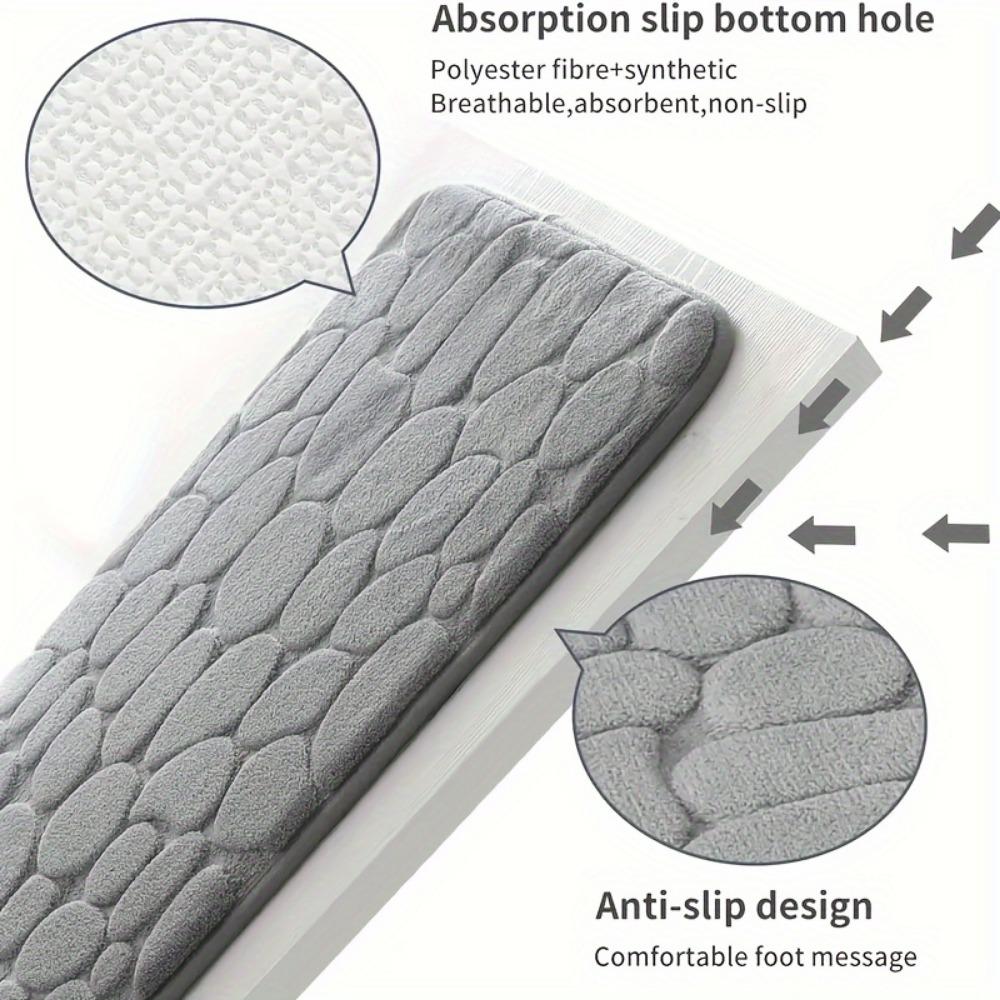 Rutschfeste Badematte mit PVC-Rücken - Maschinenwaschbar, Flache Polyester-Badematte, Niedriger Flor, Gewebter Stoff Rechteckiger Badezimmerteppich, Hochsaugfähig