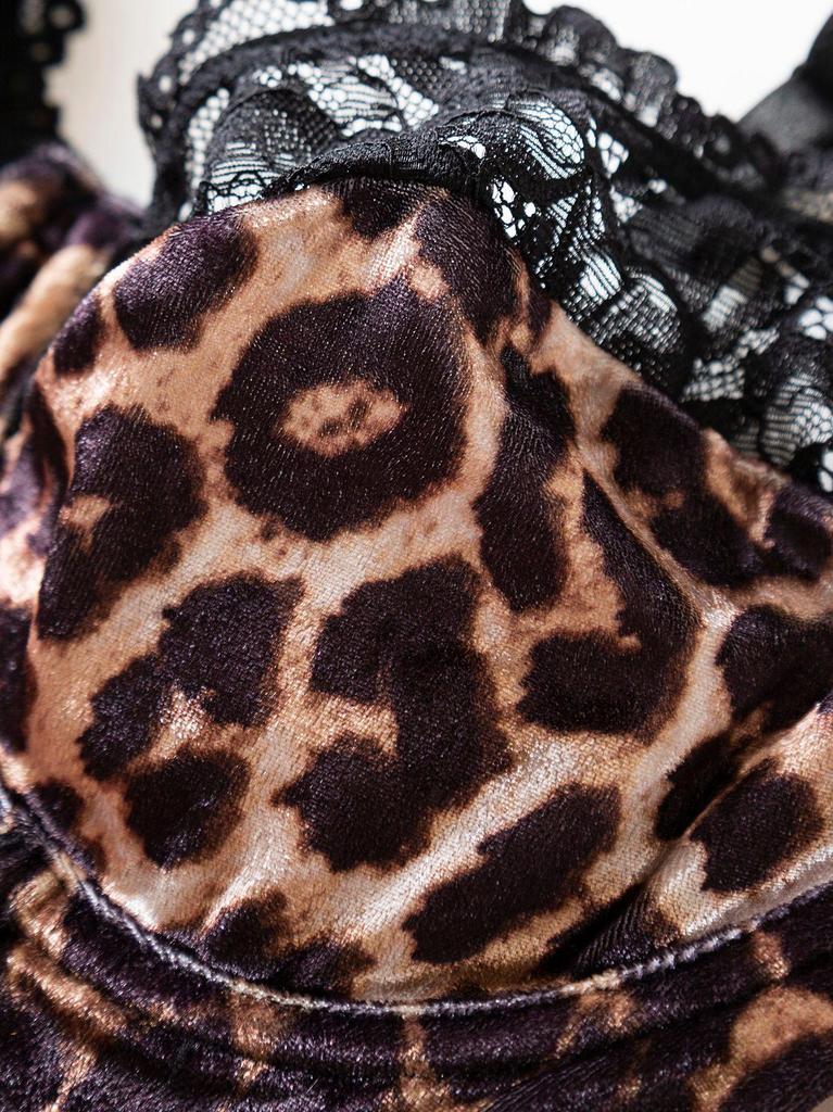 Y2K Velvet Leopard Print Lace-Up Camisole Top