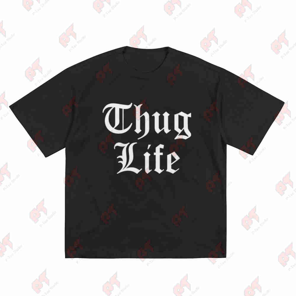 Thug Life Gothic Lettering Rap Short Sleeve Tee 100% Cotton T-Shirt