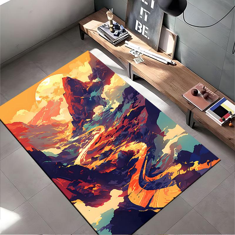 Mountain Sunset Landscape Carpet Suitable As a Non-slip Mat for the Living Room or Bedroom Sofa