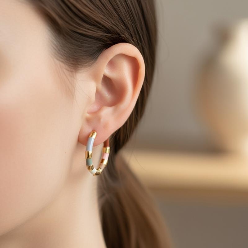 Orecchini a clip smaltati colorati Robusto metallo Accessori moda Design portatili Stili trendy giovanili