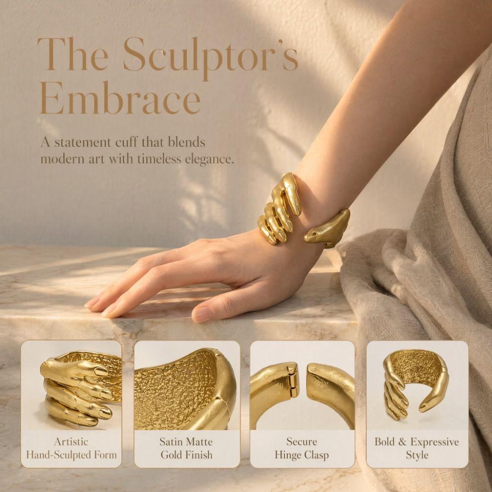 Vintage Palm Ring Bracelet Light Luxury Handshake Bracelet Palm Grip Bracelet  Women Men