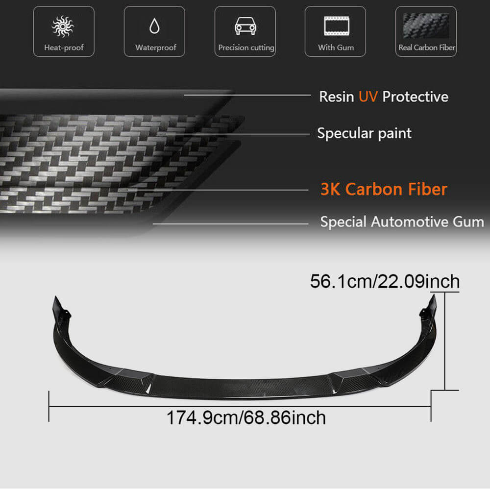 Front Bumper Lip Cover (for GTI HB, Carbon) for Volkswagen Golf 8