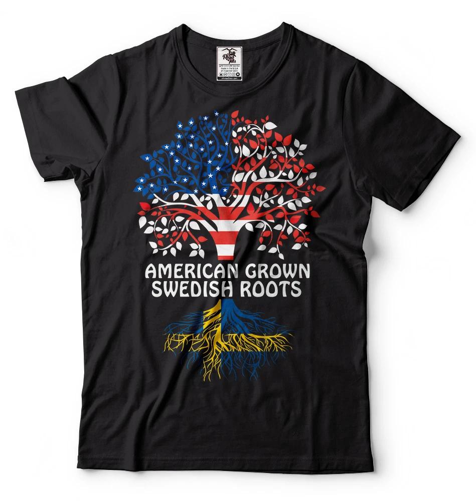 American Swedish T-shirt American Grown Swedish Roots USA Sweden Tee Shirt S