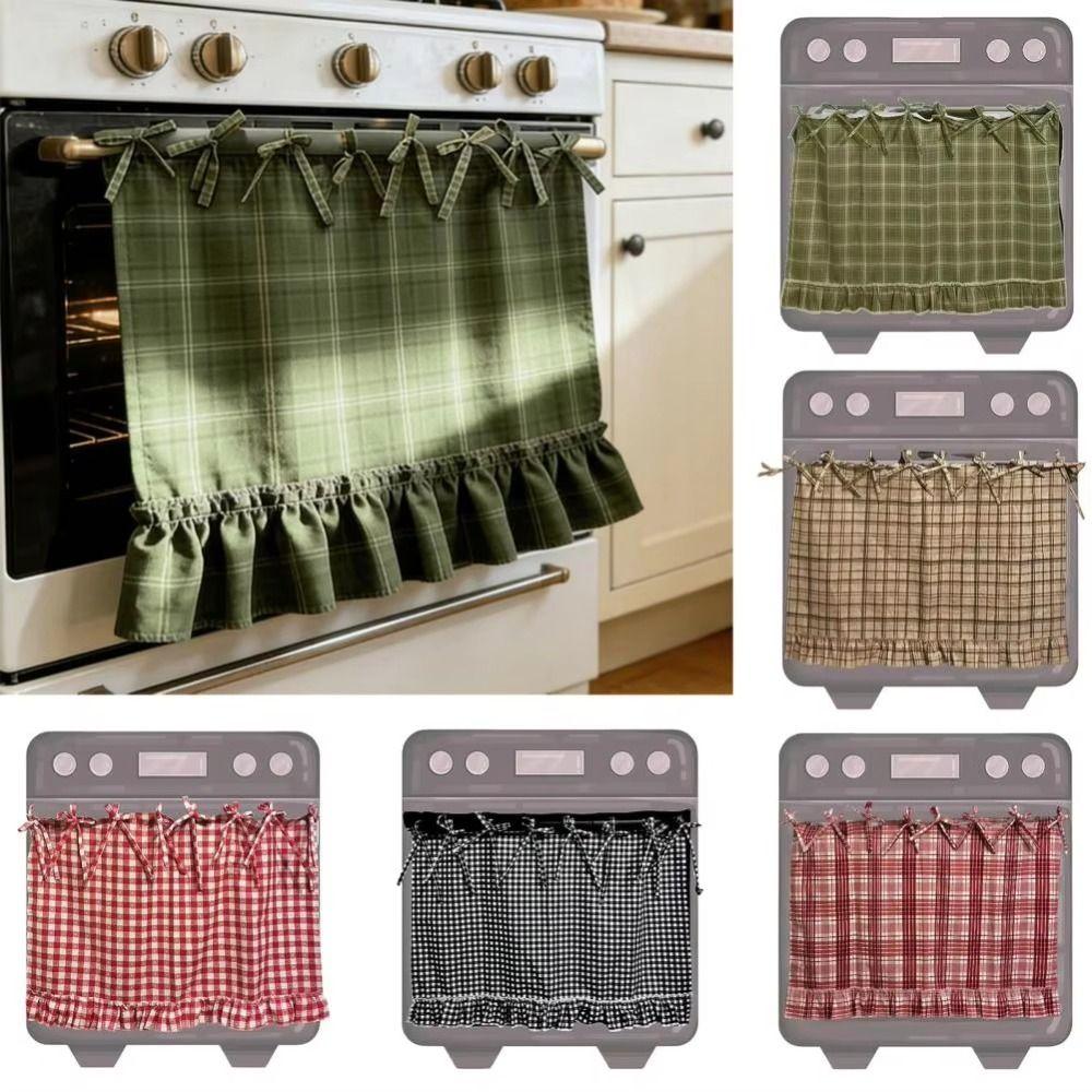Heat-Resistant Oven Door Curtain Ruffle Trim Stove Cover Skirt Oven Cover Kitchen Decor