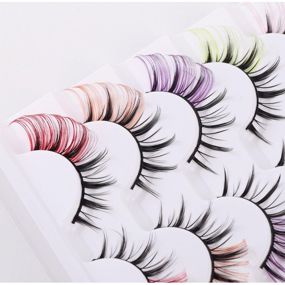 7 Pairs Colored False Eyelashes Eyelash Extension 3D Mink Lashes Cosplay
