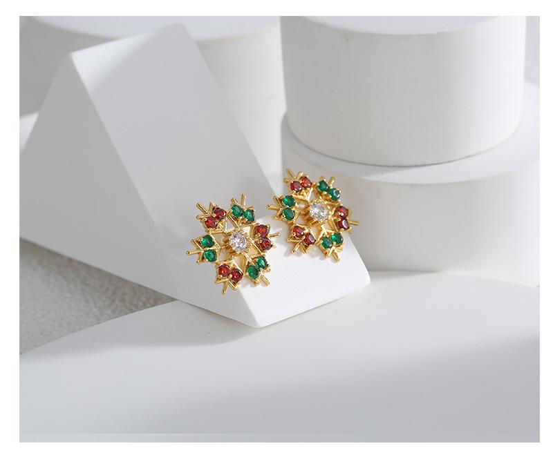 E0533 European & American Fashion Christmas Snowflake Zircon Stud Earrings for Women - Versatile, Creative, & Stylish Jewelry