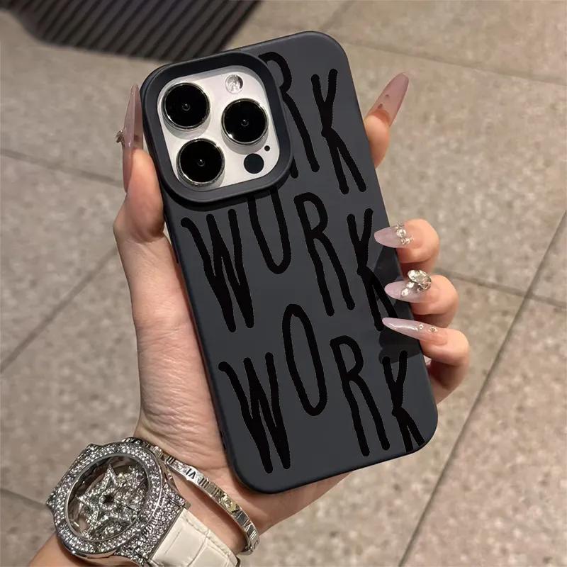 

Personalized Texts Work Simple Jelly Phone Case for iPhone 17 AIR 16 15 14 13 12 11 PRO MAX PLUS Y2K Shockproof Silicone Cover iPhone 14 Pro чорний