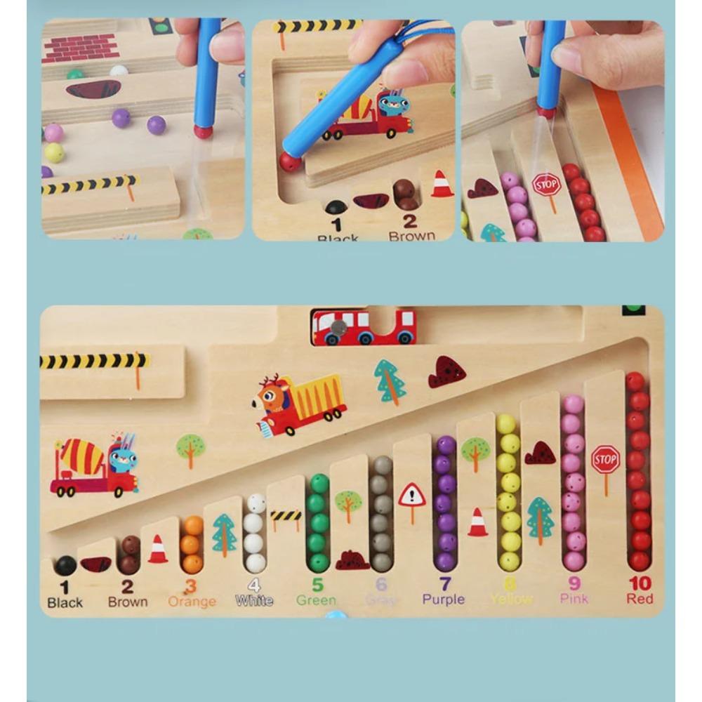 Children Wooden Magnetic Color and Number Maze Learning Education Toys Color Matching Montessori Toys Wooden Toys Gift for Kids