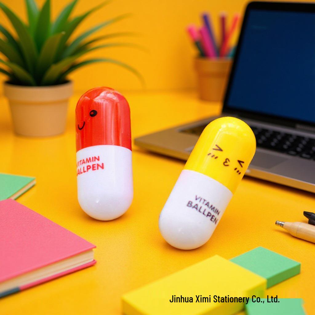 Retractable Cartoon Capsule Pen - Cute Mini Ballpoint for Children and Students
