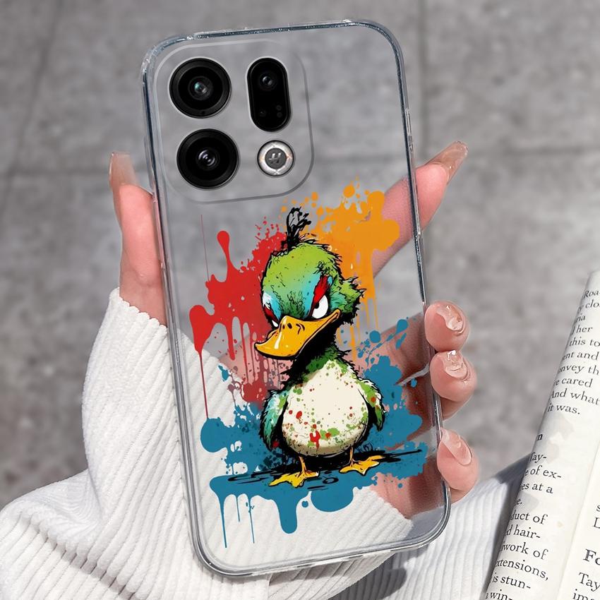 Suitable For Oppo Find X9 X7 X5 Pro X3 X2 Reno11 12 Pro Phone Cover Cute Panda Rabbit Pattern Transparent TPU Dustproof Protective Case For Oppo Shell