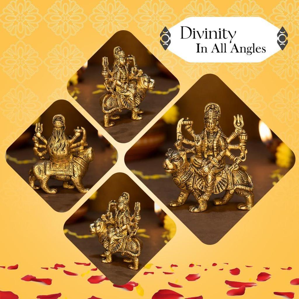 100% Pure Brass Durga Maa Idol (Size: 12.8 Cm) | Durga MATA Murti for Home Decor & Puja Room | MATA Rani Murti for Office Desk |