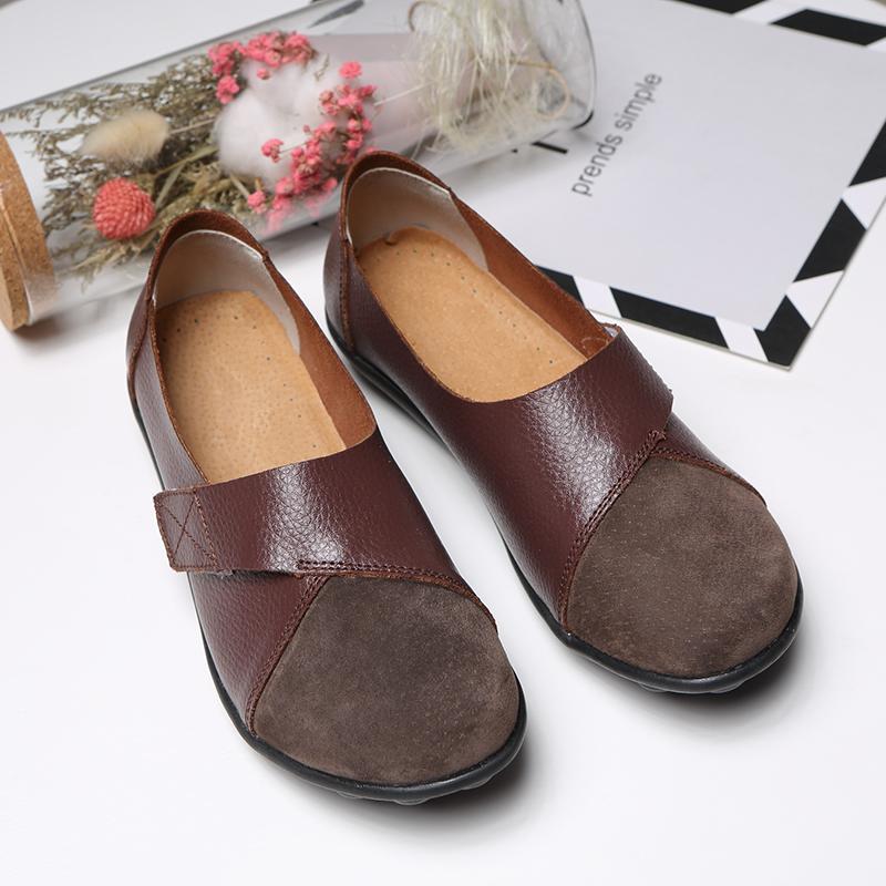 Woman's Flats Loafers Shoes Soft PU Leather Casual Shoes Big Size 35-44 Mocassin Boat Shoes for Women Hook Loop