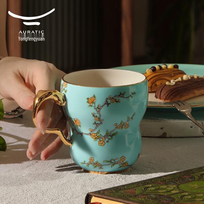 Auratic Madame Porcelain West Lake Blue Orchid Heart Single Cup