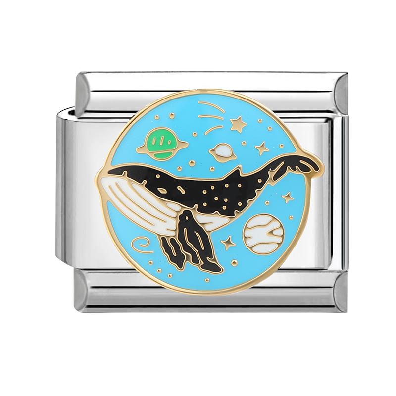 New Creative Whale Words Butterfly Star Heart Italian Charm Links Fit 9mm Bracelet Stainless Steel Women DIY Making Jewelry Gift