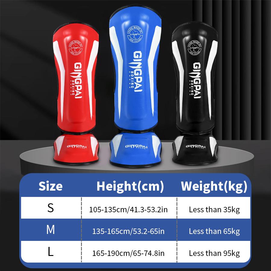 Gingpai Thicker Boxing Shin Guards Martial Arts Muay Thai Leg Taekwondo Feet Ankle Protectors for Maximum Protection