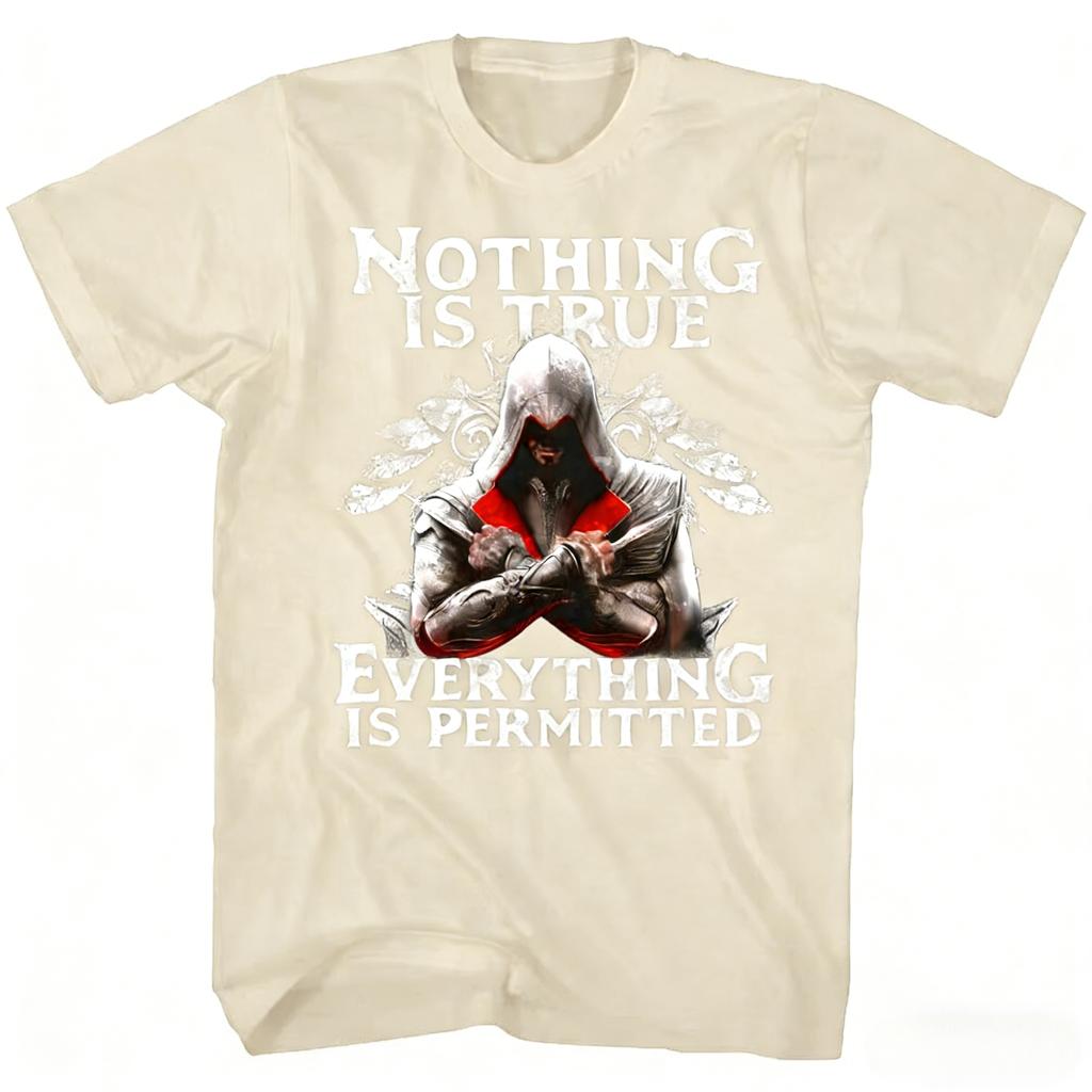 2026 gamerelated quote featuring the Assassin theme Printed Tshirt Nothing is absolutely correct everything is permissible