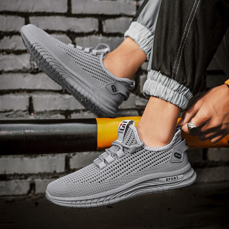 Men's Shoes Summer 2021 New Korean Version Mesh Hollow Thin Breathable Mesh Shoes Men's Outdoor Leisure Sports Trendy Shoes