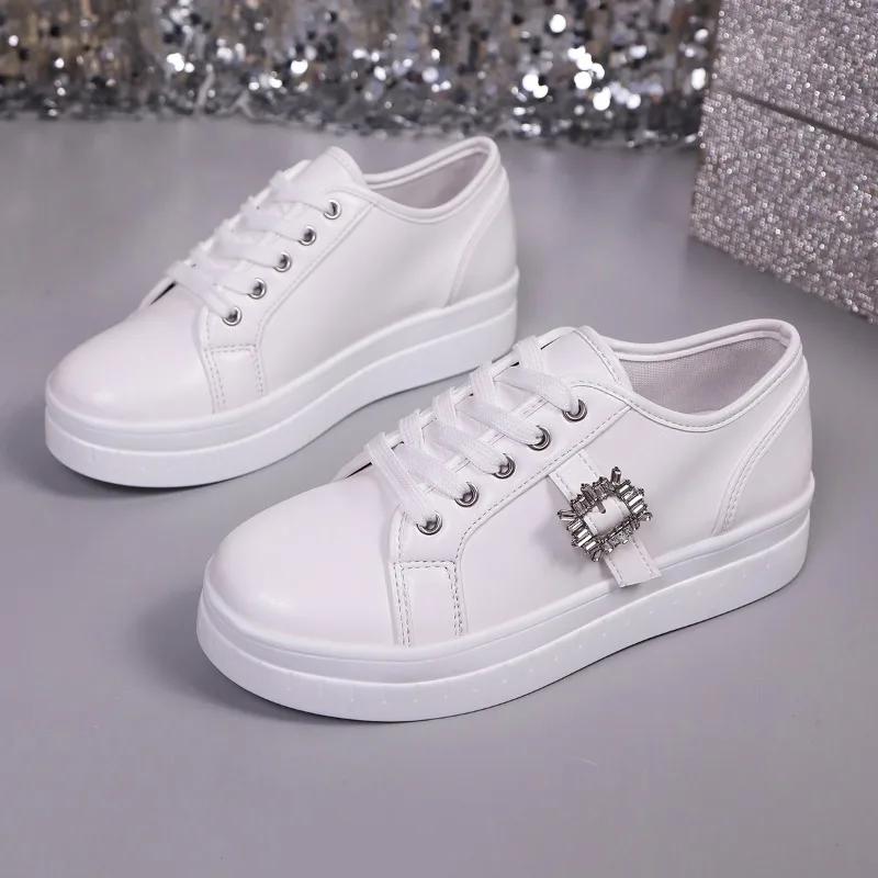 

Fashion Women s Fashion Round Toe Deep Mouth Front Lace-Up Platform Non-Slip Wear-Resistant Single Shoes Low-Top Sneakers 43 белый