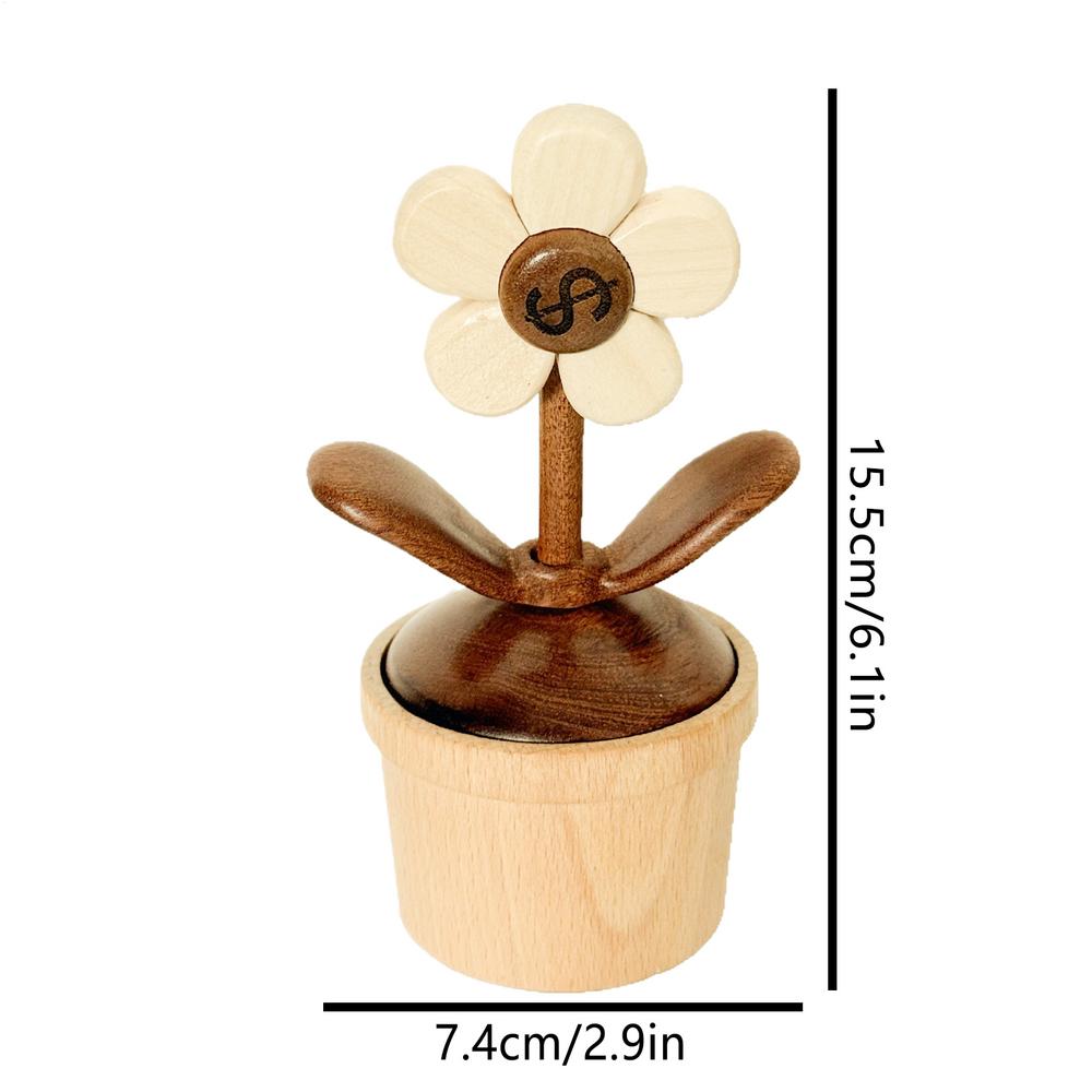

Dashboard Flower Decor Dashboard Rotating Sunflower Decor Wooden Ornament Cute Floral Art Artificial Tabletop Road Trips бежевий