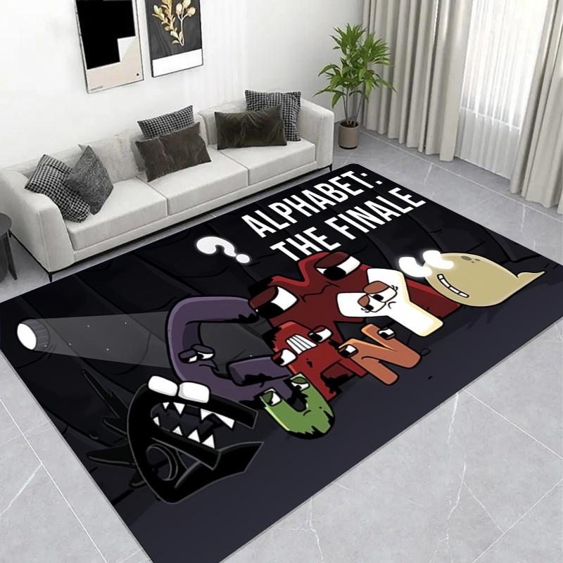 

Colorful Cartoon Alphabet Characters Print Area Rug, Black Background Kids Floor Mat 40x60cm( 15x23in )