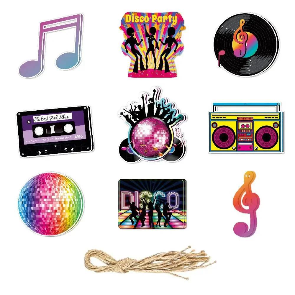 

18 шт. подвесные завитки для вечеринки в стиле диско 70-х, 80-х, 90-х годов, музыкальные ноты, спиральные танцы, вечеринка по случаю дня рождения, спиральное украшение для потолка