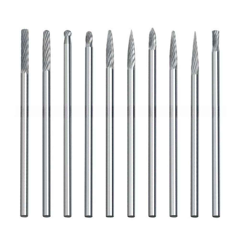 Alloy Rotary File Set 10 Pieces for Grinding Polishing 3mm Shank Compatible for DREMEL 18 Clamps and Rotary Tools