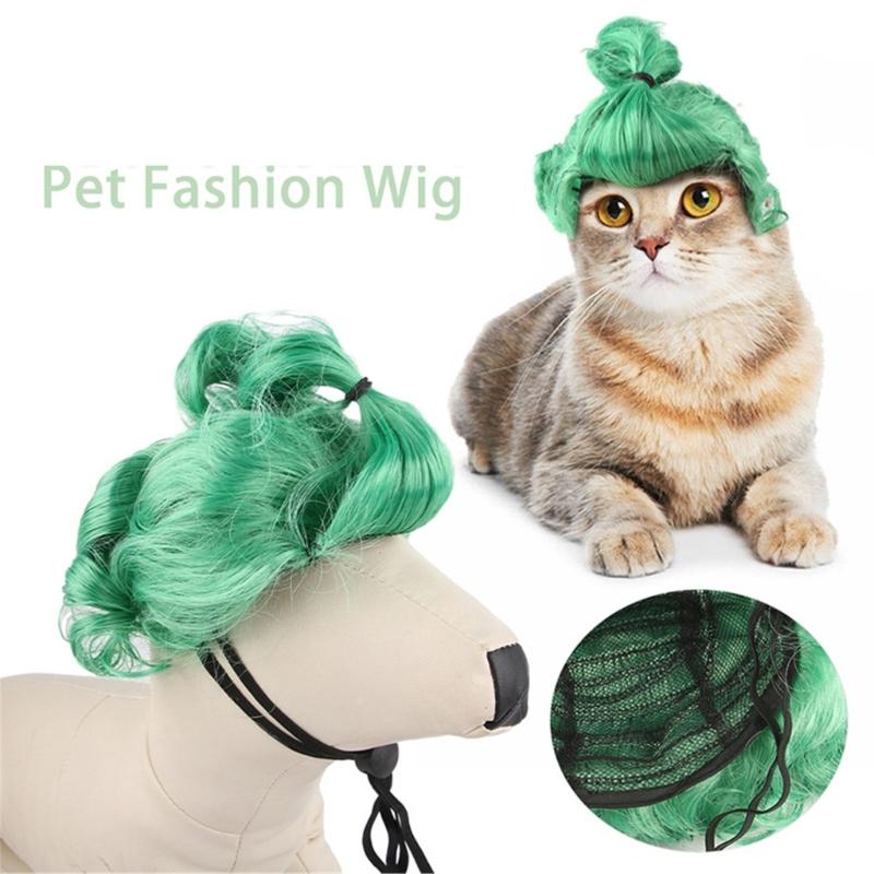 Funny Wigs for Cats Halloween Gathering Costume Pet Wigs Carnivals Cosplay Prank Headwear Dog Wigs Puppies Accessories
