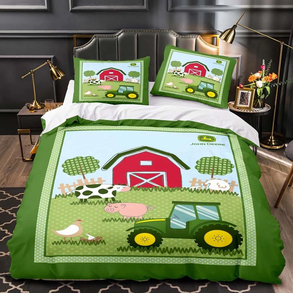 

Boys Tractor Printed Bedding Set Men Construction Cars Pattern Comforter Cover For Kids Heavy Machinery Vehicles Duvet Cover EU Twin(135x200cm)