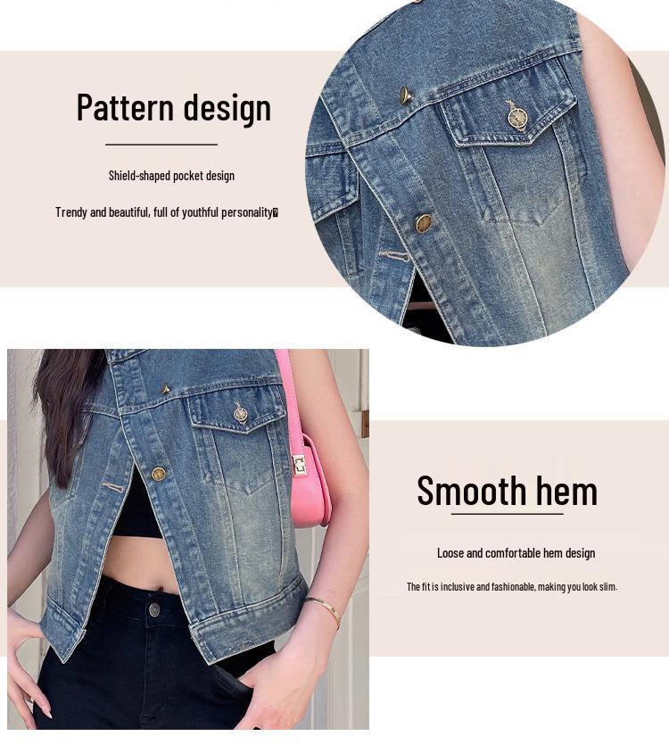 Women's Retro Korean Style Soft Denim Vest for Autumn/Winter