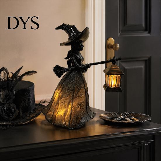 Spooky Witch Light Halloween Lamp Decoration, Gothic Holding Lantern Light, Party Ornaments Battery Powered Decorative for Home Office Porch