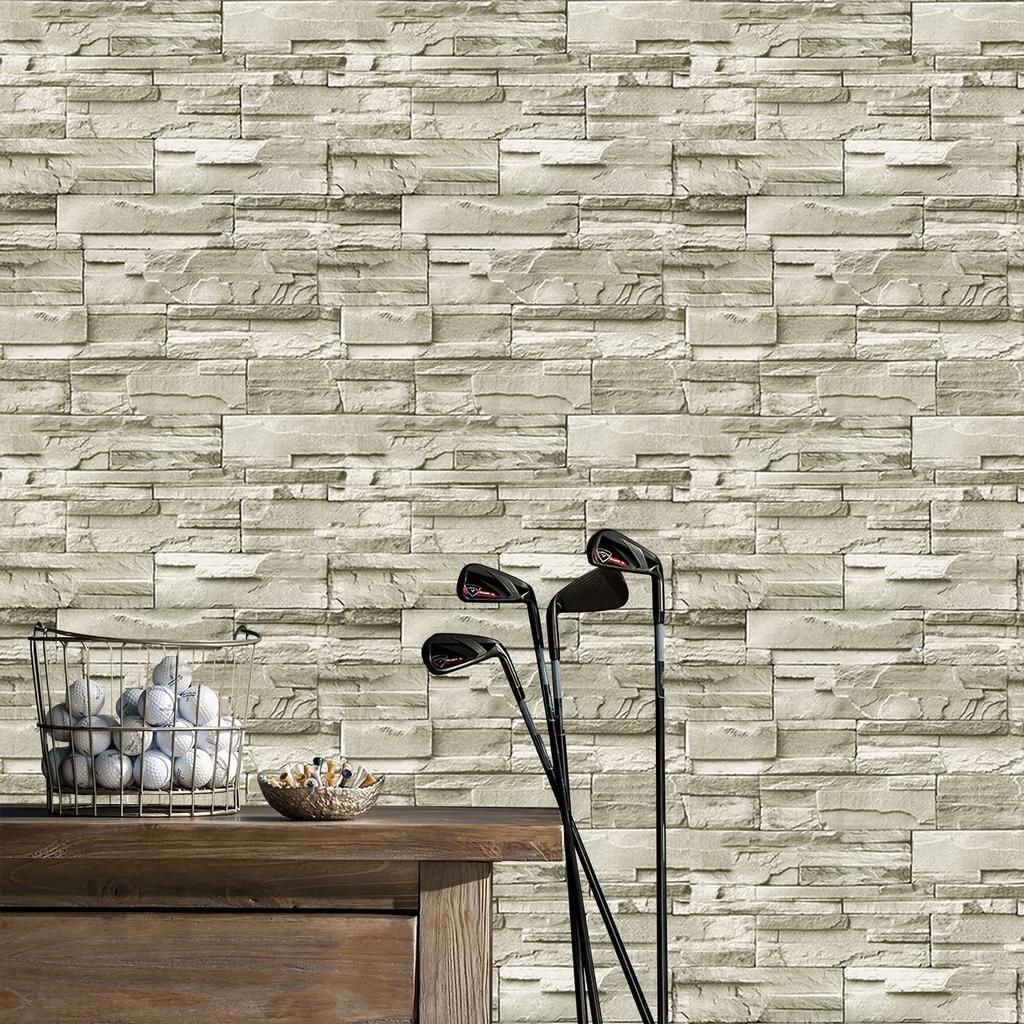 Homya Wallpaper 45cm X Remake Peelable No Glue DIY Mildew Wall Sticker Stone-Look Stickers, 6m, Brick-Look Stickers, Sheet, Wallpaper, Required,