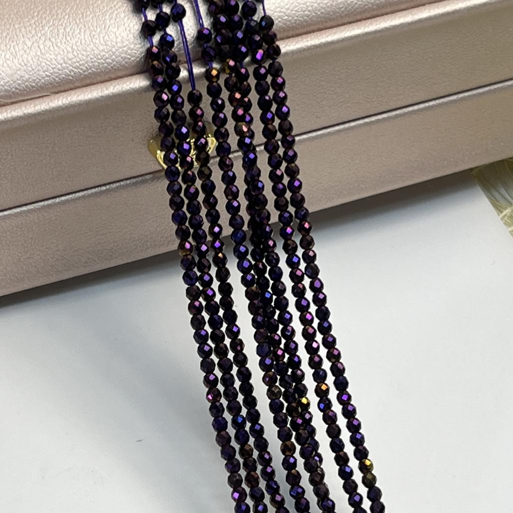 5String, Mystic Iridescent Blackberry Purple Plated Glass Seed Beads 2mm/3mm, 38cm Strand, Dainty Loose Beads for DIY Bracelet Necklace Jewelry Making